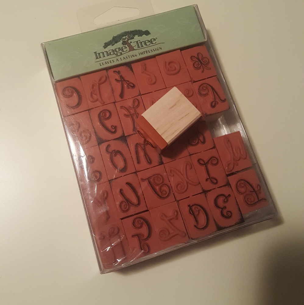 Craft stamp rubber ink letters with wood base